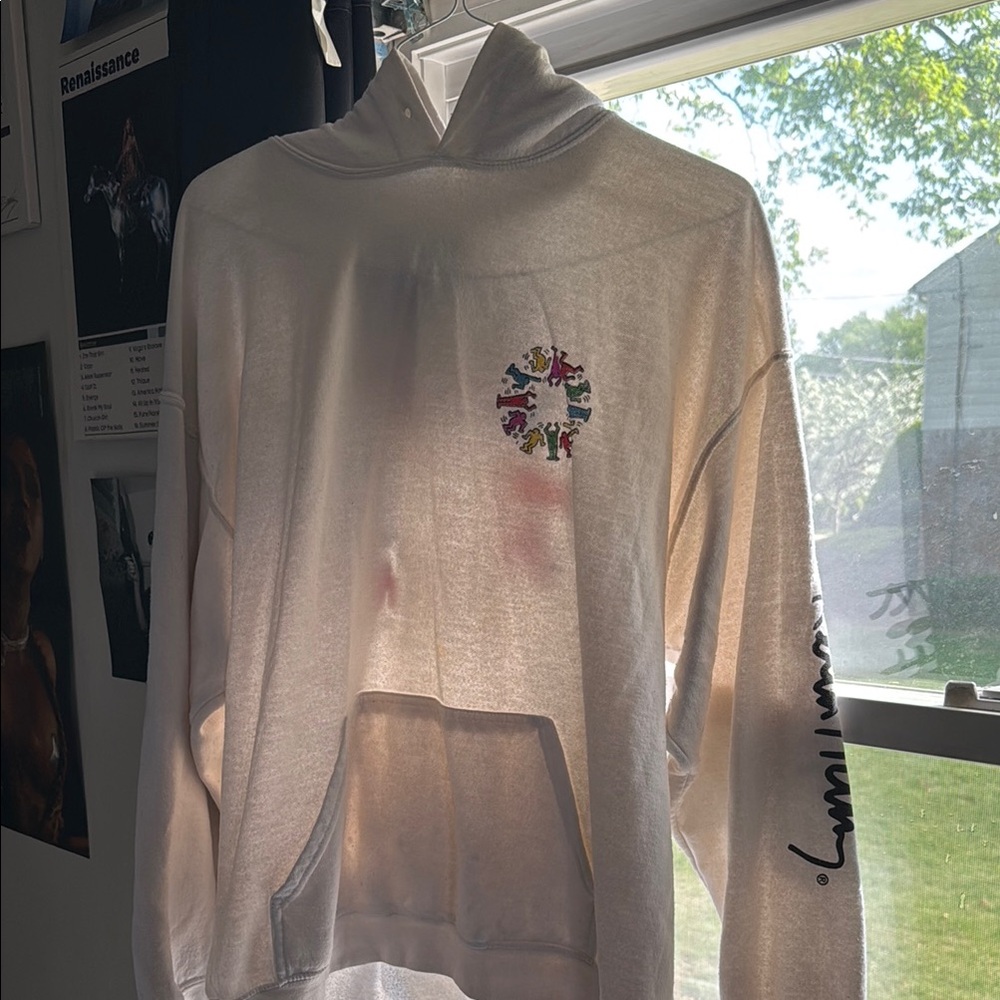 White Hoodie with Multicolor Logo